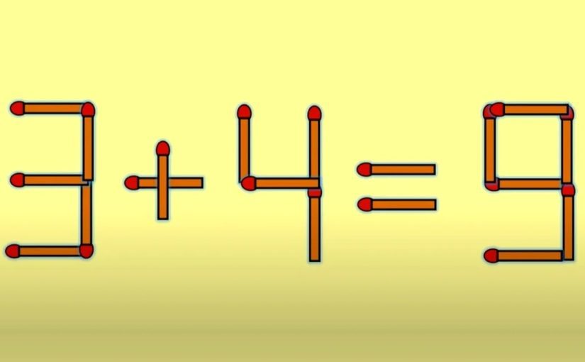 Test IQ cu chibrituri | Mutați un singur stick pentru a corecta 3 + 4 = 9 ➤ Buzzday.info
