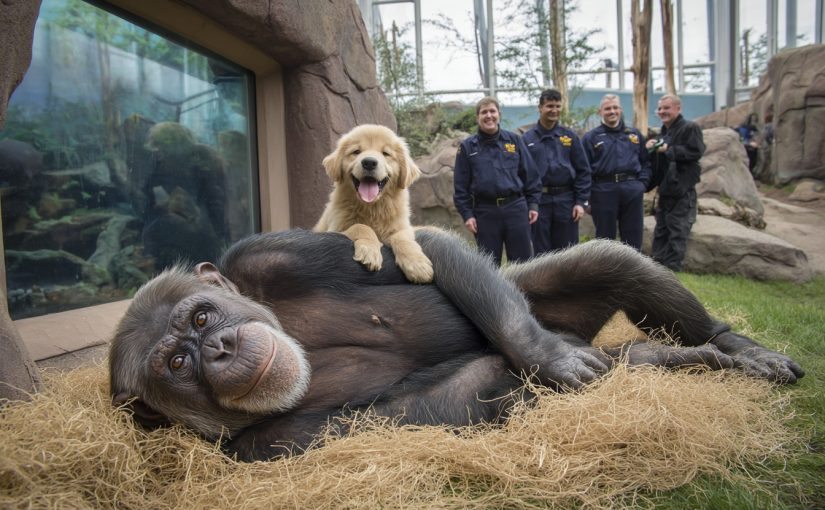 Un chiot se glisse dans l’enclos des chimpanzés – Ce que les gardiens voient ensuite est stupéfiant ! ➤ Buzzday.info