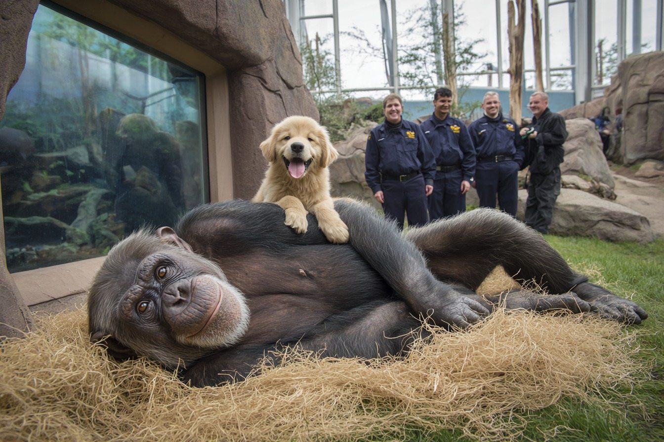 Un chiot se glisse dans l’enclos des chimpanzés – Ce que les gardiens voient ensuite est stupéfiant ! ➤ Buzzday.info