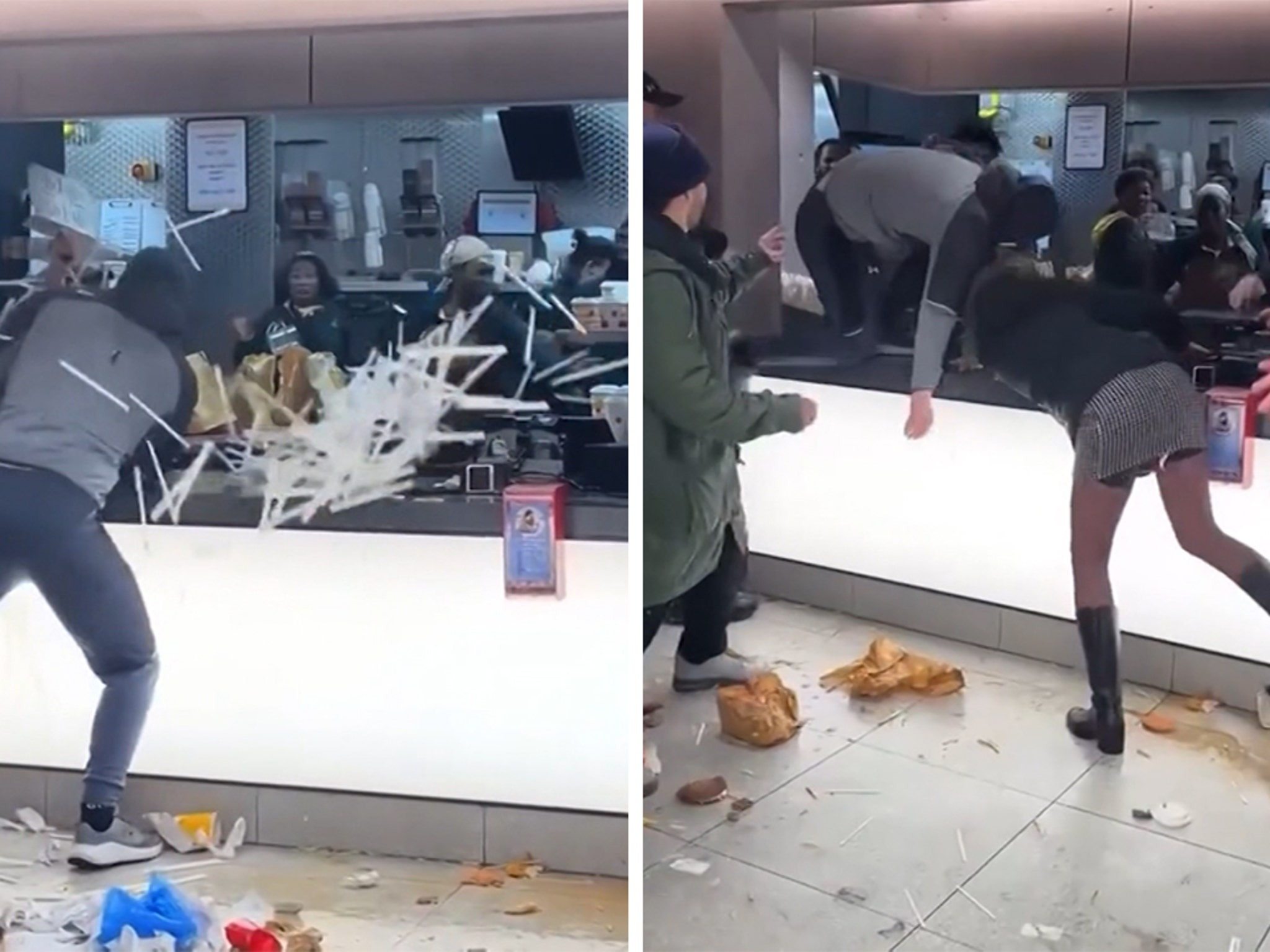 Video: Mass brawl at McDonald’s: Employees and customers throw food ➤ Buzzday.info