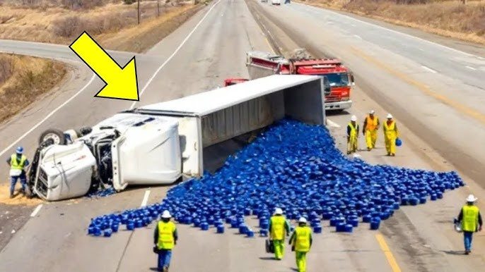 Ciężarówka gubi ładunek na autostradzie, a potem kierowca uświadamia sobie, co się stało…